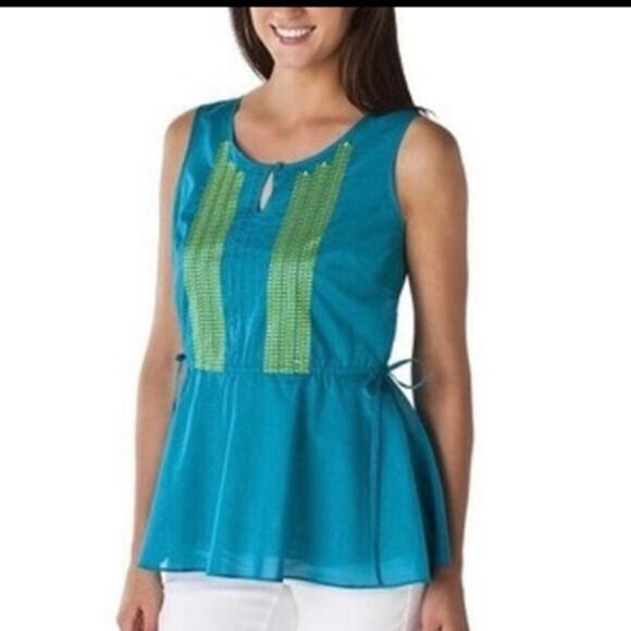 NWT Calypso St. Barth for Target Blue Woven Side Cinch Cotton Top Lightweight - Picture 1 of 6